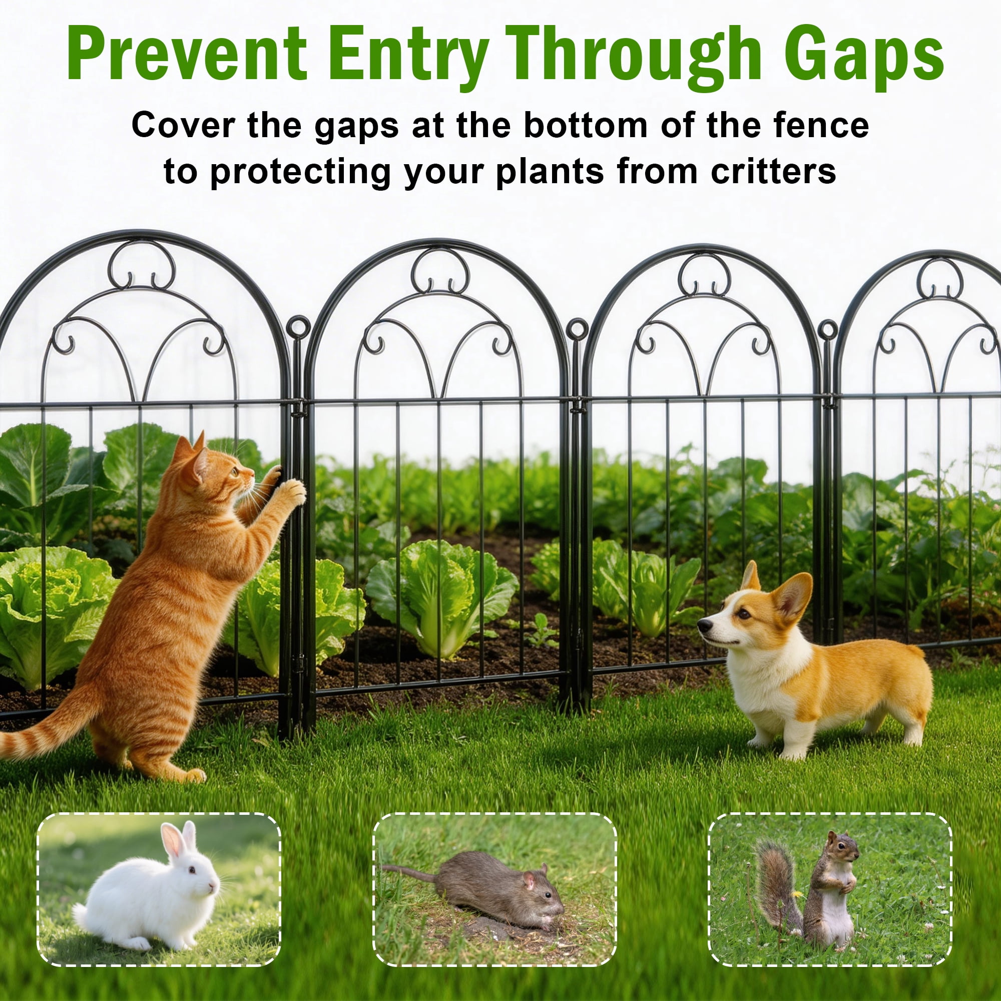 Garden Fence 10 Panels, 24in (H) X 11ft (L) Decorative Garden Fencing for Yard, KIMHY Rustproof Metal No Dig Fence Border Animal Barrier for Dog Pet