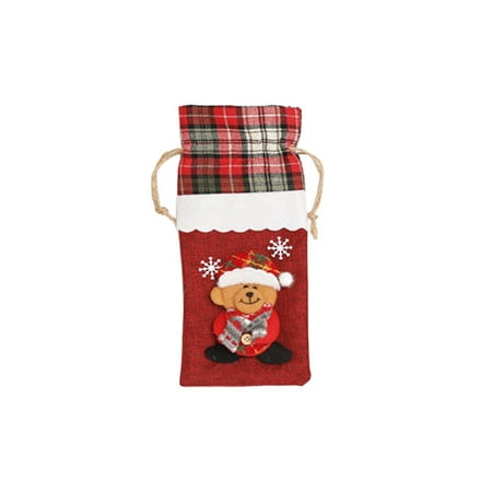 

Red Wine Bottle Cover Bags Snowman Santa Claus Christmas Decoration Table Xmas