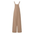 thumbnail image 5 of Letdown Womens Overalls Loose Fit Cotton Linen Bib Overall Wide Leg Jumpsuit Rompers with Pockets, 5 of 7