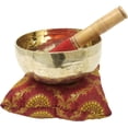 thumbnail image 2 of CRAFTSTRIBE 7" Handmade Crown Chatra Tibetan Singing Bowl Set| Meditation Healing Bowl With Mallet And Silk Cushion, 2 of 2