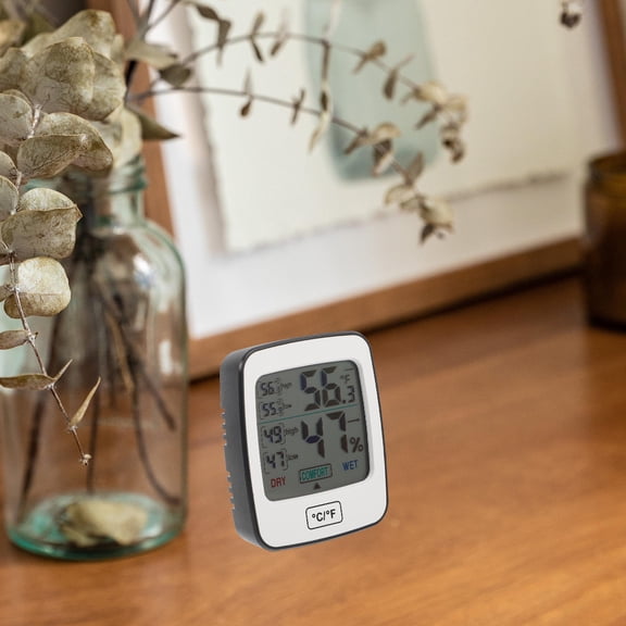 NICEXMAS Digital Indoor Thermometer with Humidity or for Home Use in White ABS