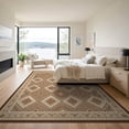 thumbnail image 3 of ODIKA 9'x12' Washable Area Rug Non-Shedding, Easy Care Boho Layout Interconnected Shapes Lines Hue Bohemian Cream Beige for Master Suite, California King, Under Bed, 3 of 7