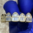 thumbnail image 6 of 14k Gold Plated Over Real Solid 925 Sterling Silver Grillz Baguette Top 6 Teeth Pre-made Grills, 6 of 7