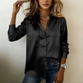 thumbnail image 6 of Women's Satin Long Sleeve Dress Shirt Regular Fit Stretch Wrinkle Free Work Office Business Casual Ladies Blouse Black L, 6 of 7