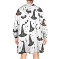 thumbnail image 2 of Wearable Oversized Blanket,Halloween Witch Hats and Bats Wearable Blanket Hoodie for Adults,Cozy Hooded Blankets with Super Pockets,Super Warm Fuzzy Pullover for Women & Men, 2 of 6