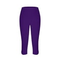thumbnail image 4 of Women's Yoga Capris Pants New Capris Leggings for Women Knee Length Capris Leggings 2025 Summer Cropped Pants Casual Comfy Capris Yoga Gym Pants Ladies Capris New Purple XL, 4 of 6