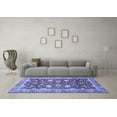 thumbnail image 3 of Ahgly Company Machine Washable Indoor Square Oriental Blue Traditional Area Rugs, 5' Square, 3 of 4