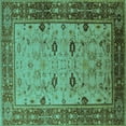 thumbnail image 1 of Ahgly Company Machine Washable Indoor Square Oriental Turquoise Blue Traditional Area Rugs, 8' Square, 1 of 4