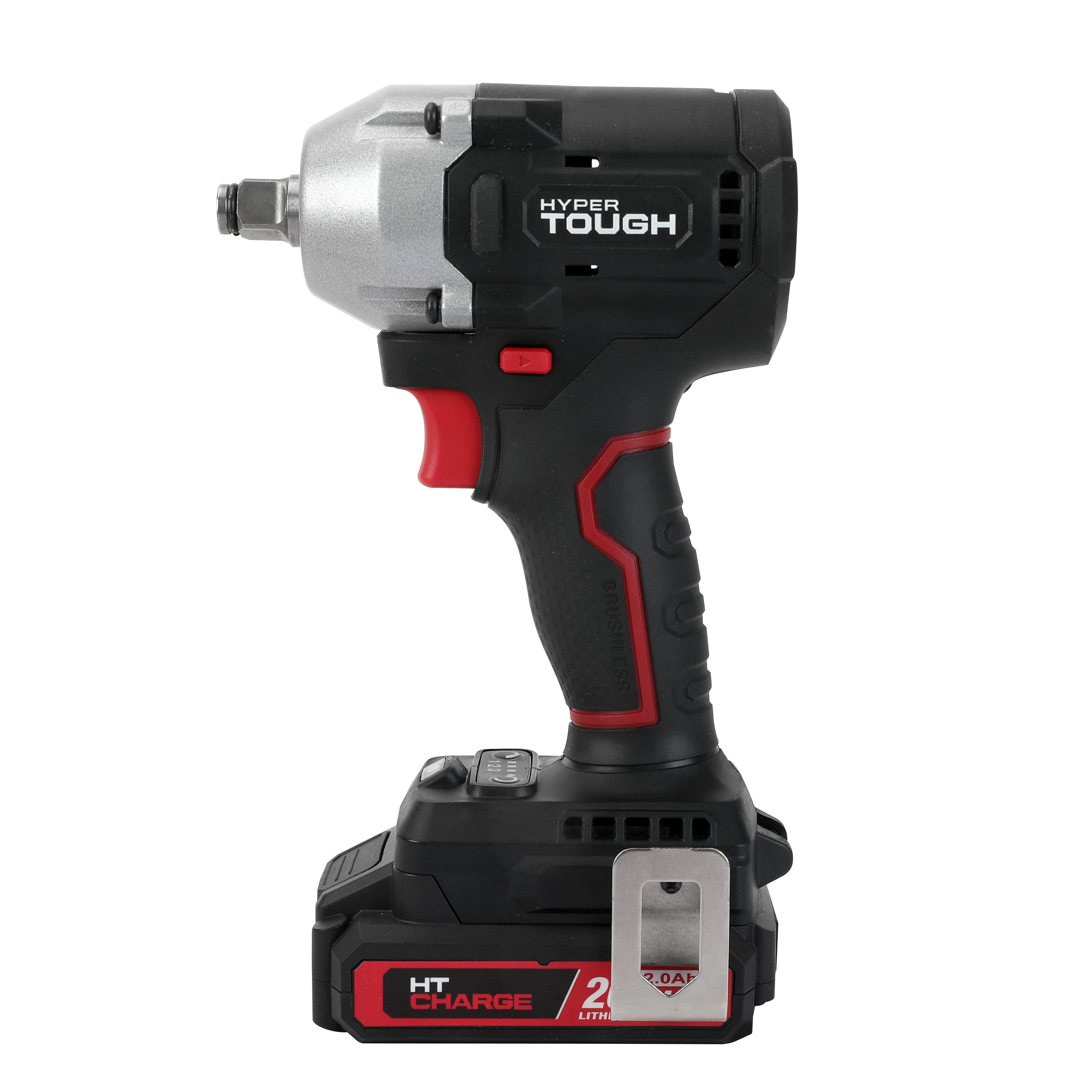 Hyper Tough 20V Brushless 1/2-inch Impact Wrench, Battery & Charging Cable