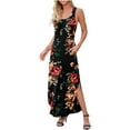 thumbnail image 1 of Robes Formelles et de Soirée Économies d'Été! Aqestyerly Robe Longue Sans Manches à Col Rond Imprimé pour Femmes Robes Maxi d'Été avec Poche, 1 of 6