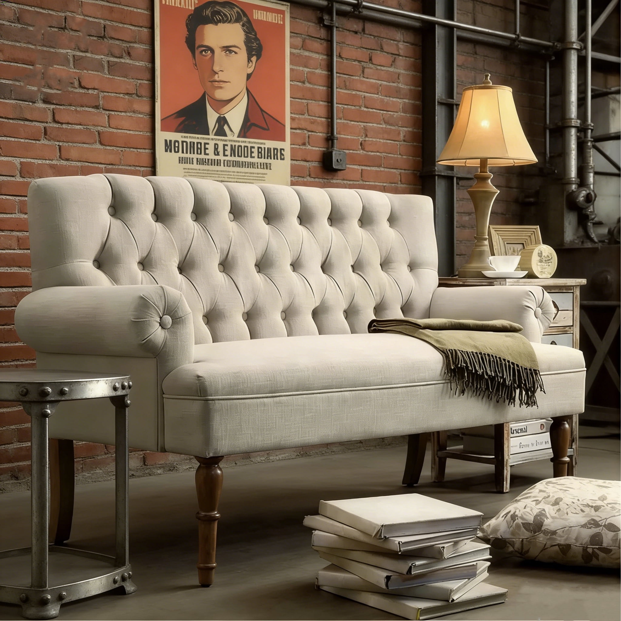Shengchao Trade Loveseat Sofa for Living Room, Couch in a Box, Sofa para Sala, Love Seats Furniture, Long Couches, Settee, Textile Beige