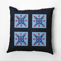 Simply Daisy 16" x 16" Four Square Geometric Outdoor Pillow, Navy (1 count)