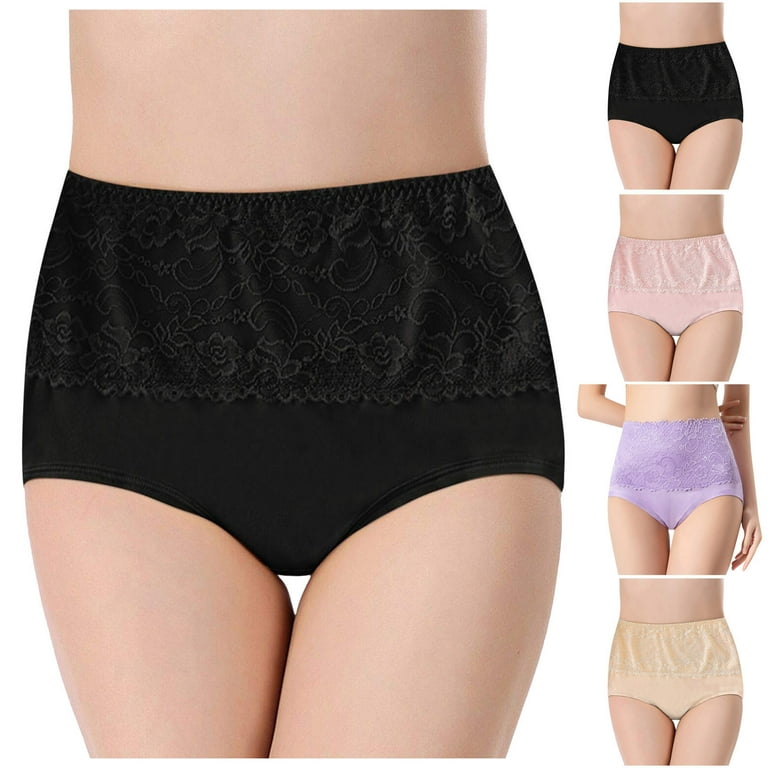 UoCefik Plus Size Panties for Women Plus Size Seamless High Waisted Underwear  Women High Waisted Period 特性 Briefs 4 Pack Multicolor 3XL 