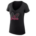 thumbnail image 2 of Women's G-III 4Her by Carl Banks Black Arizona Cardinals Leopard Heart Fitted V-Neck T-Shirt, 2 of 3