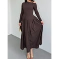 thumbnail image 3 of Women's Fall Long Sleeve Wedding Guest Dresses 2025 One Shoulder Elegant Formal Pleated Midi Maxi Dress, 3 of 4