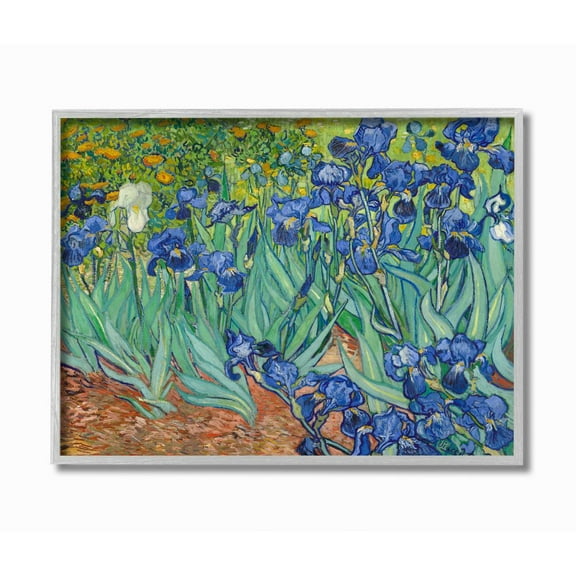 Stupell Industries Flower Field Blue Green Van Gogh Classical Painting Framed Wall Art by Vincent Van Gogh