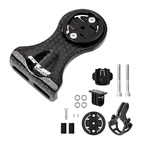 Cycling Bike Computer Mount Holder Out Front Carbon Fiber Bike Speedometer Holder for Garmin/Bryton/Cateye with Camera Adapter and Flashlight Holder