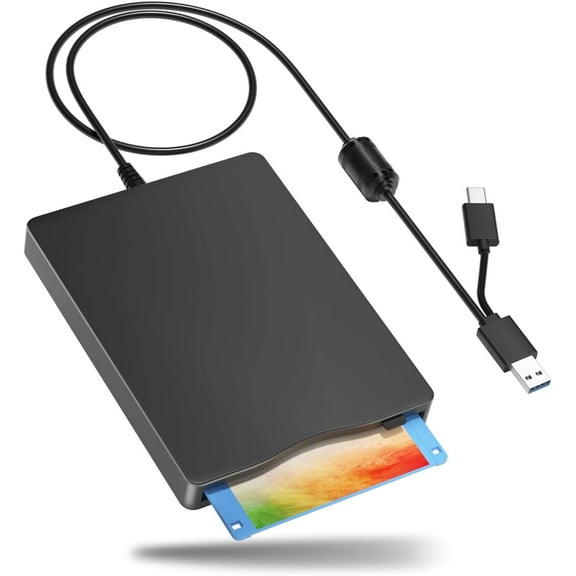 Floppy Disk Reader, 3.5 inch External Floppy Disk Drive with USB Type-C, Portable FDD Floppy Disk Drive for Laptop PC Windows 11/10/8/7/2000/XP