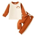 thumbnail image 1 of Gibobby Conjunto de dos piezas de sudadera y pantalón para niños Verano niños pequeños manga larga Patchwork Color bordado Tops pantalones conjuntos para niños ropa(Naranja, 12-18 Meses), 1 of 5