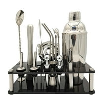 Fufafayo under $5 Cocktail Shaker Set, 17 Piece Bartender Kit Bar Tool Set Drink Shaker with All Bar Accessories for Beginners Home Bar Parties