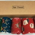 thumbnail image 5 of Monebena 1 Box of 5 Pairs Christmas Socks for Womens Cotton Fuzzy Socks Winter Warm  Floor Socks Christmas Stocking and New Year Gift for Girls M01, 5 of 5