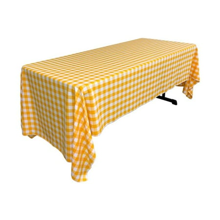 

TCcheck60x120-DrkYellowK47 Polyester Gingham Checkered Rectangular Tablecloth White & Dark yellow - 60 x 120 in.
