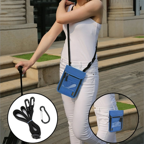 Bolsa De Pasaporte Bolsa Bolsa de pasaporte Cartera de cuello de gran capacidad para viajes Deportes Fitness (Azul)