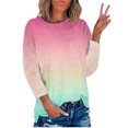 thumbnail image 1 of Nouveaux Hauts d'Été pour Femmes 2023 Manches Longues Mode Col Rond Manches 3/4 Imprimé Blouses Décontractées pour Sorties Chemises Grande Taille pour Femmes, 1 of 4