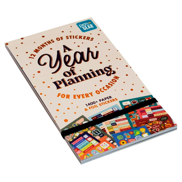 Pen + Gear Planner Sticker Book, Year of Planning, 30 Sheets, 1400+ Paper  and Foil Stickers 