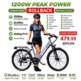 thumbnail image 5 of QNUT Electric Bike , 26" 1200W Peak with 48V Battery 7 Speed 20MPH 65 Miles Ebike Step Through Commuter E bike for Adults, 5 of 18