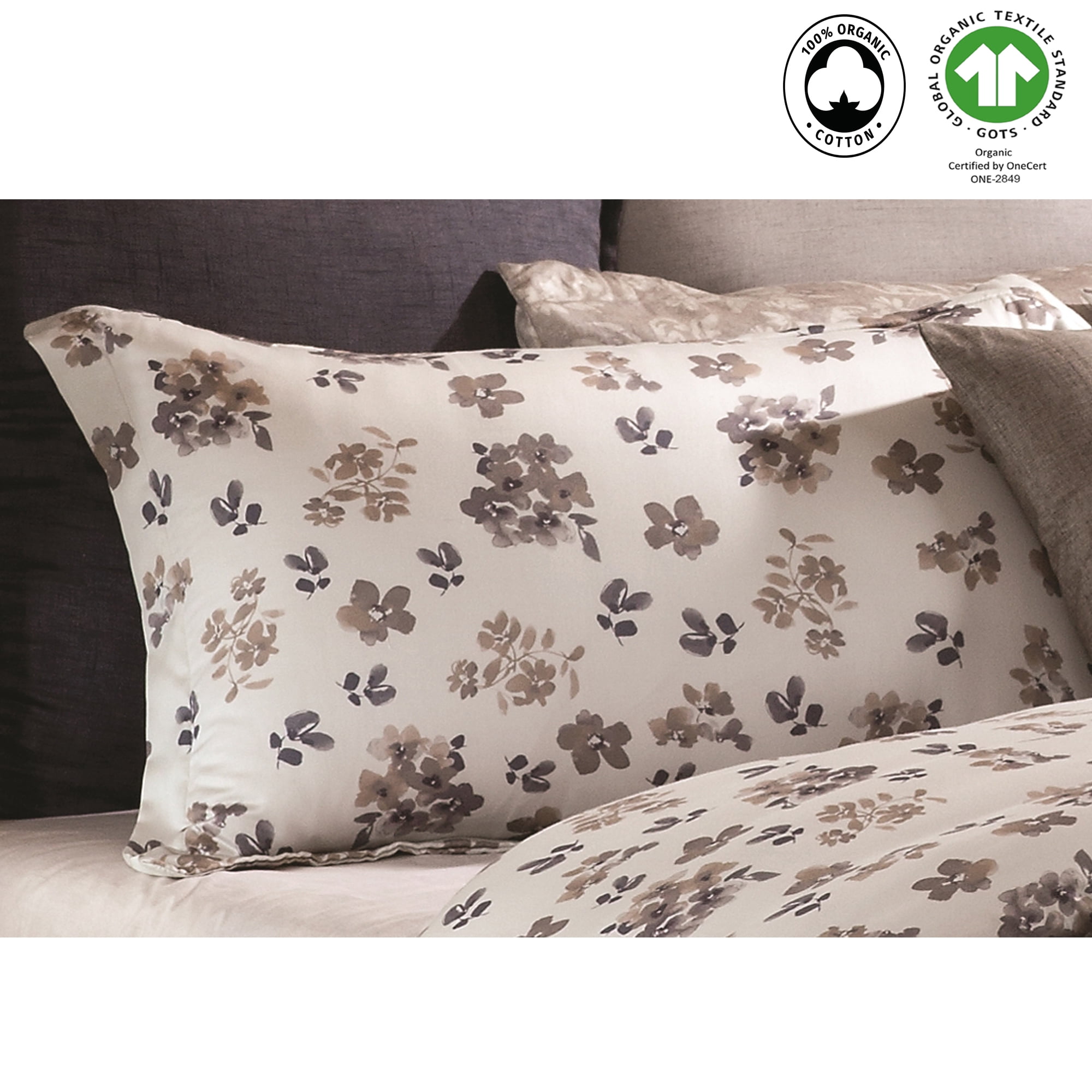 Madras Wrinkle Resistant Reversible Print 100% Organic Cotton Sham Set of 2