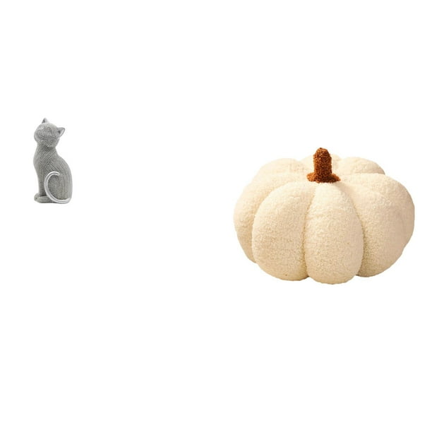 Estatua De Calabaza De Gato, Figura Decorativa De Resina, Adorno Coleccionable De Escritorio, Escultura De Animal, Cojín De Peluche Para Entrada, Estantería, Sala De Estar, Dormitorio, Sofá