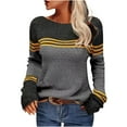thumbnail image 2 of Ashirexll Pullover Sweaters for Women Winter Sweaters Striped Color Matching Pullover Sweater Long Sleeve Comfortable, 2 of 6