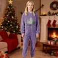 thumbnail image 2 of FYDUU Christmas Girls Fleece Onesie Pajamas Zip Up Jumpsuits Kids Fuzzy Hooded Rompers Soft Cozy Jumpsuit One-Piece Warm Winter Clothes Cute Jumpsuit 3-4 Years, 2 of 4