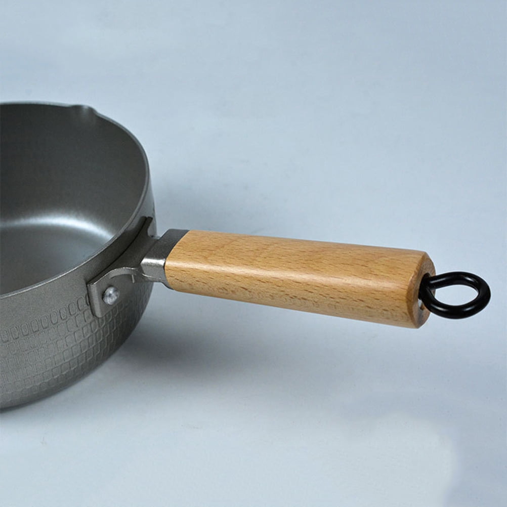 Soimiss 1Pc Instant Noodle Stew Pot Nonstick Plated Silver Pan with Double Outlet for Easy Pouring