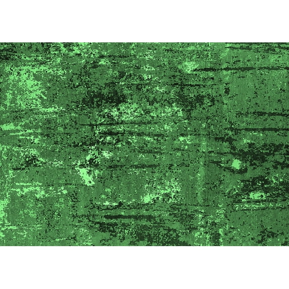 Ahgly Company Indoor Rectangle Oriental Emerald Green Industrial Area Rugs, 2' x 4'