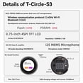 thumbnail image 5 of T-Circle-S3 AI Xiao- ESP32-S3 Pantalla LCD TFT 4SPI de 0,75 Pulgadas con Amplificador I2S de Clase D de 3 W, Micrófono, Wi-Fi y Bluetooth, 5 of 5