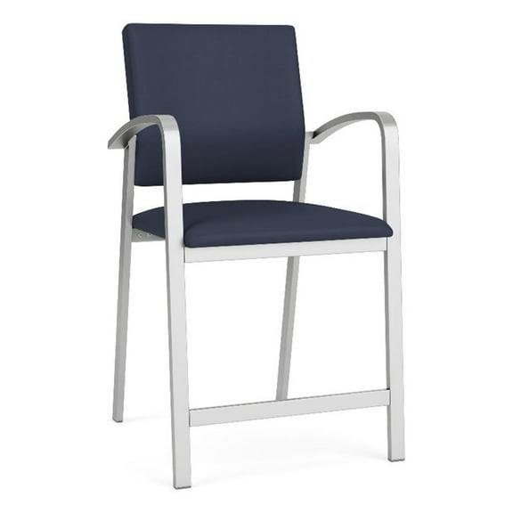 Newport Reception Waiting Room Healthcare 24.5" Hip Chair / Silver Steel / Blue