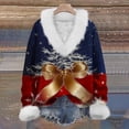 thumbnail image 2 of asdoklhq Christmas Pullover Sweaters for Women Ladies' Fashionable and Casual Christmas Printed Plush Collar Long Sleeved Hooded Top Tong Sleeved V-neck Top/shirt Multicolor 2X, 2 of 4