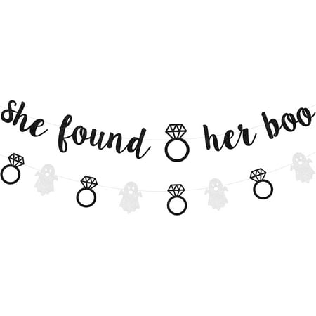 Halloween Bachelorette Party Decorations, She Found Her Boo Banner, Ghost Diamond Ring Garland, Halloween Bridal Shower Engagement Wedding Party Supplies