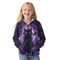 thumbnail image 3 of FKELYI Purple Forest Cat Print Graphic Hoodies for Kids Zipper Front Sweatshirt Fall Winter Jacket with Pockets Fleece Lining Hoodie for Boys Girls, L, 3 of 7