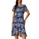 thumbnail image 1 of INSPIRE CHIC Vestido Midi Floral de Verano para Mujeres con Volantes y Dobladillo Alto-Bajo, de Manga Corta y Cuello Redondo, Color Azul Marino, 1 of 6