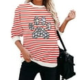 thumbnail image 4 of Christmas Sweatshirt for Women Long Sleeve Crewneck Striped Pullover Xmas Print Drop Shoulder Tops Fall winter Casual Clothes, 4 of 5