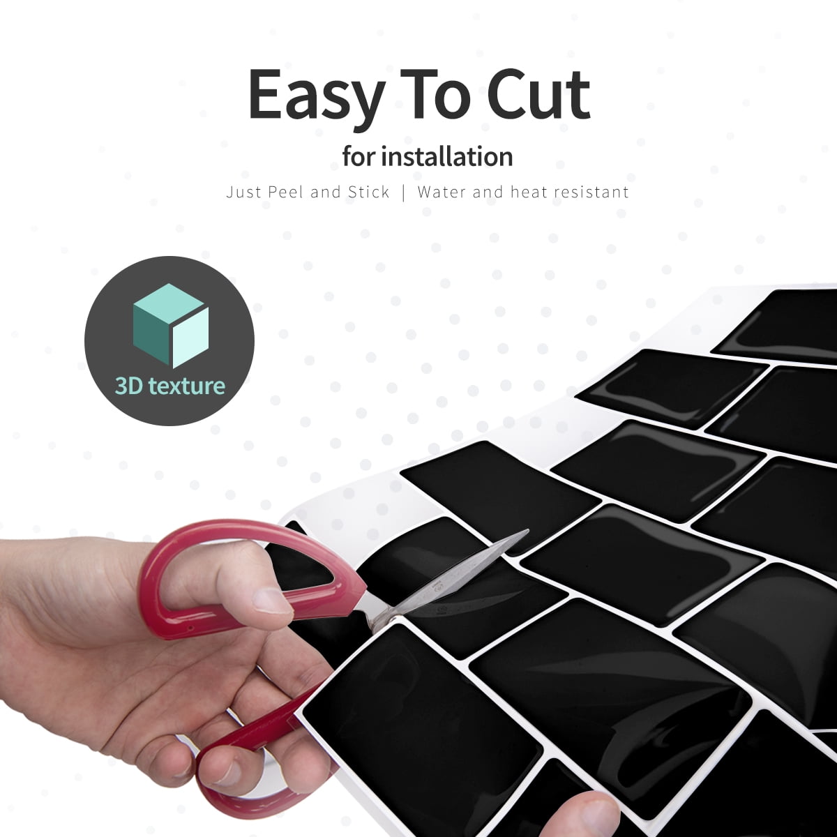 Art3d Peel and Stick Backsplash Tile Black Self Adhesive Removable Sticker Kitchen Bathroom 3D Wall Sticker Subway Tiles (10-Pack)