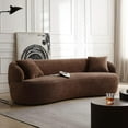 thumbnail image 3 of Williamspace 86.6" Curved Sofa, Modern 3 Seat Couch Back Upholstered Boucle Fabric Couch with Two Throw Pillows for Living Room, Office, Apartment, Brown, 3 of 6