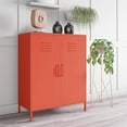 thumbnail image 2 of Novogratz Cache 2 Door Metal Locker Style Storage Accent Cabinet, Orange, 2 of 13