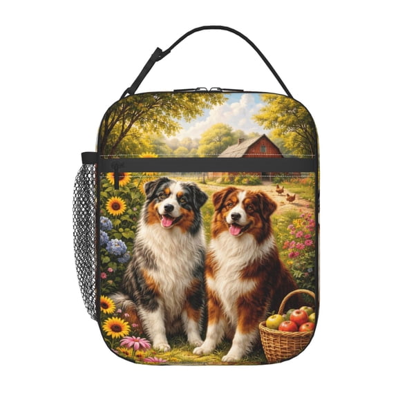 Australian Shepherd Dog Lunch Bag Reusable Thermal Lunch Tote with Handle for Women and Men