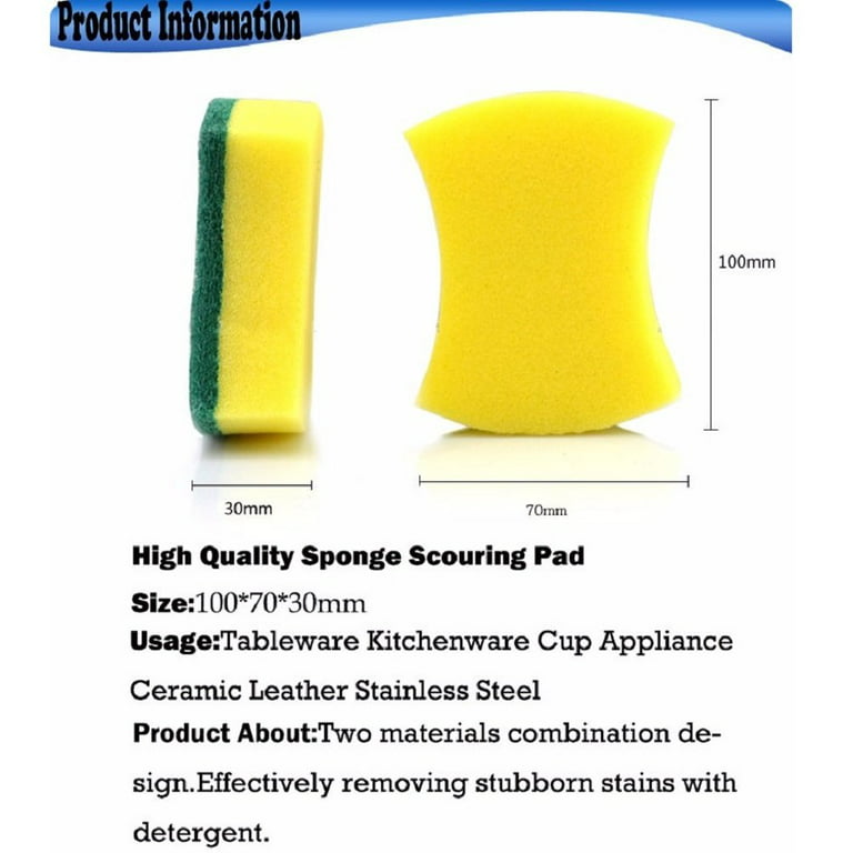 Reusable Dish Scrubber Sponge Set - Non-Scratch Scouring Pads & Scrubbing  Cloths Made of Natural Organic Cotton Fibers with Food-Grade Hardener