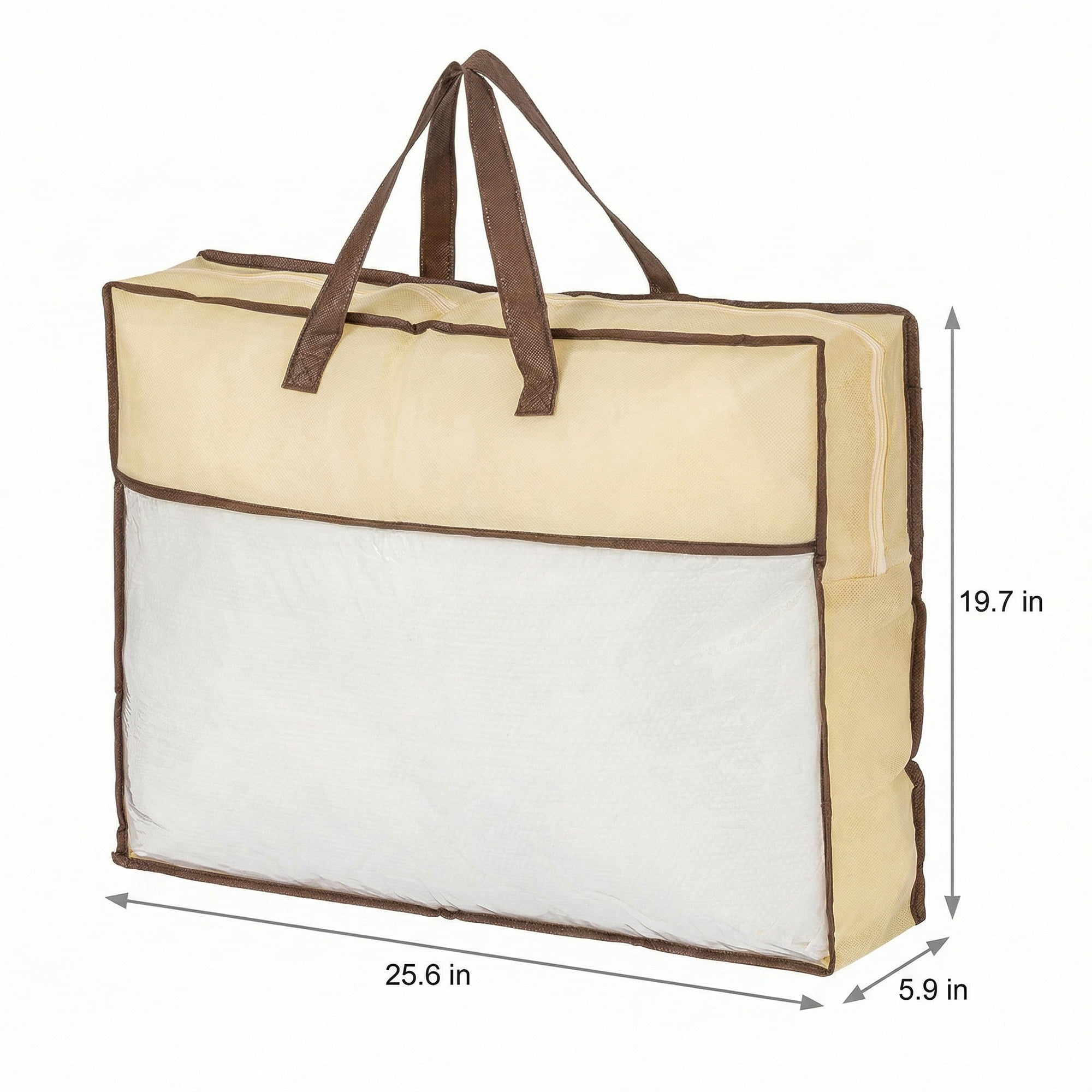 Unique Bargains Storage Bag for Organizing Clothing with Handles Beige 19.7"x25.6"x5.9"