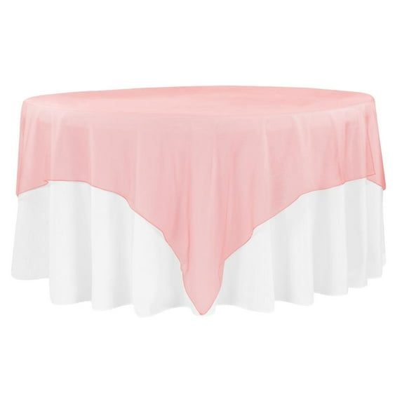 1 Pc, Organza 90"X90" Square Table Overlay - Coral For Wedding & Event Decor